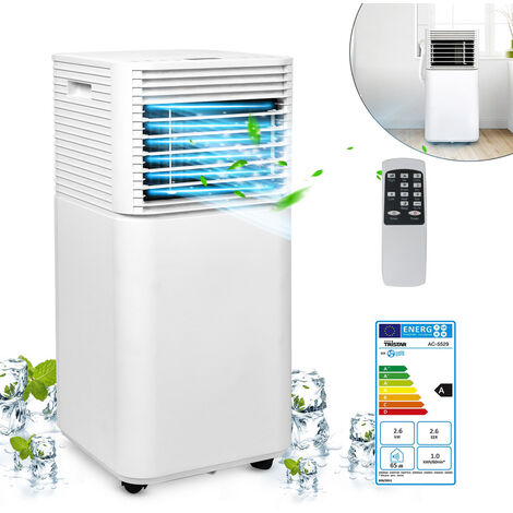 Randaco Mobile Klimaanlage mit Abluftschlauch Luftkühler Ventilator Luftentfeuchter Nachtmodus Funktion 7000 BTU 20-30 m² mobiles Klimagerät mit Fernbedienung weiß - Weiß