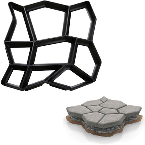 Randaco Moule en béton pour la fonte de plaques de marche en forme de pierre pour aménaement personnalisé du jardin - Noir