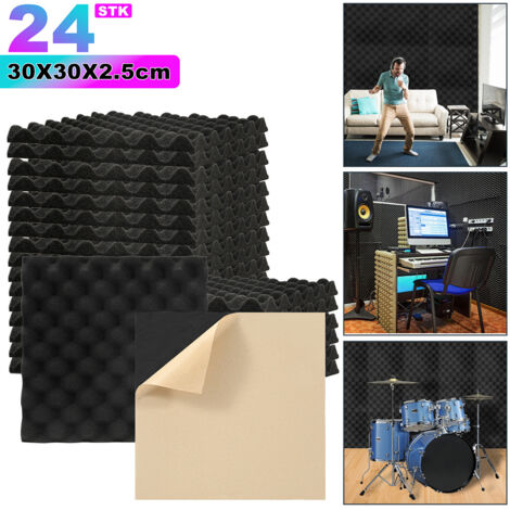 Randaco Mousse acoustique Mousse Acoustique pour Podcasting, Studios d'enregistrement, Bureaux 24X 30x30x2.5cm Wellenmuster
