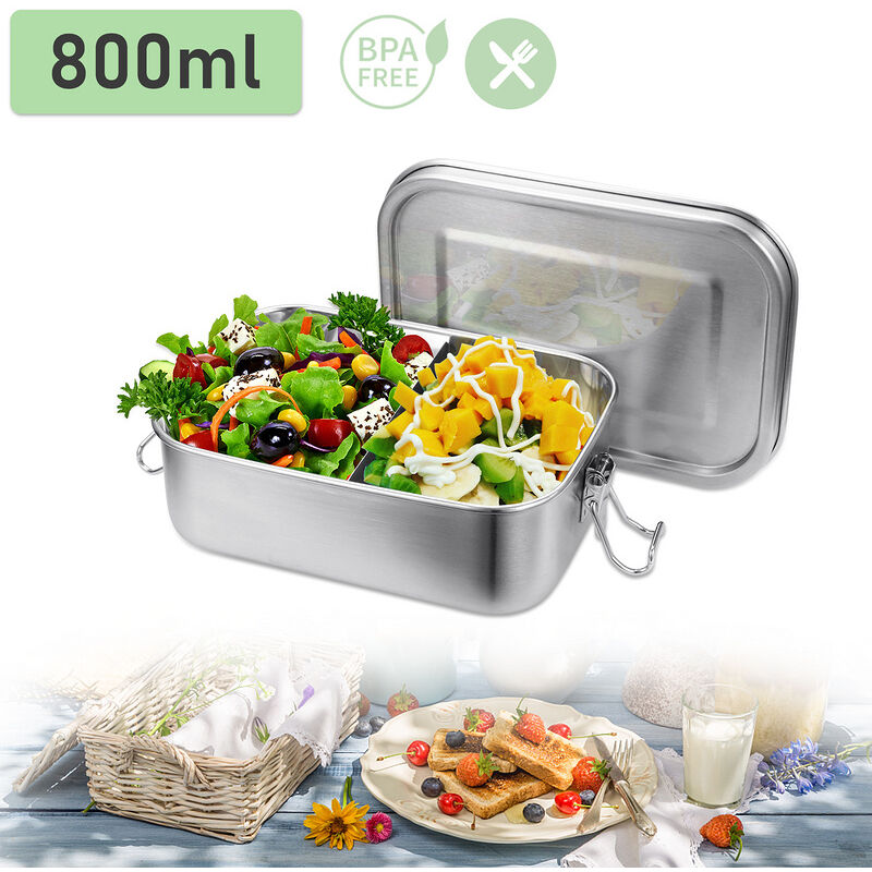 Randaco 2x 800ml lunch box inox lunch box inox lunch box maternelle sans BPA - Argent