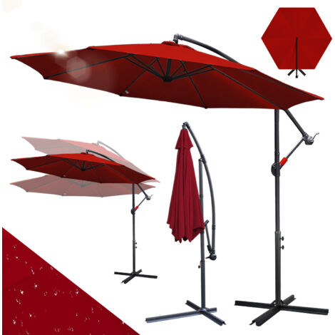 Randaco Ombrellone da giardino Ø 3 m – Grande ombrellone da esterno per terrazza, balcone e pranzi estivi Rosso