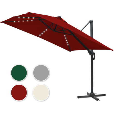 Randaco Ombrellone rosso con illuminazione LED integrata – Ombrellone grande per terrazza e giardino