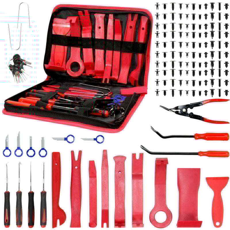 Randaco - einfeben 158 Pièces Outils De DéMontage De Garnitures Trousse Rivet Clips et Bandes de Câble pour Voiture Porte Panneau Tableau de Bord