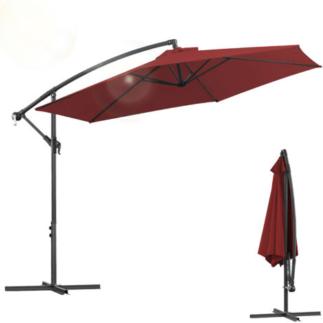 Randaco Parasol 3 m rouge – Ombre fiable pour repas d’été, jardin et espace barbecue
