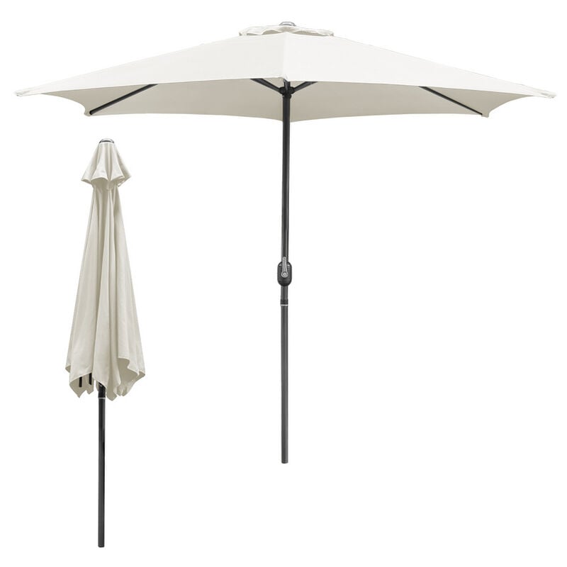 Parasol de Jardin 350 cm, UV30+, Parasol d'Extérieur, Parasol de Terrasse, Manivelle, Beige, Parapluie hawaïen