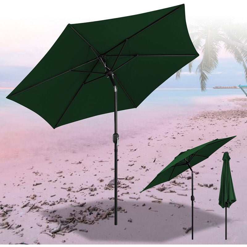Swanew - Parasol Inclinable de Paille 2,7M--Protection Solaire upf 30+ pour Plage de sable/Jardin/Terrasse/Plage, Vert - vert