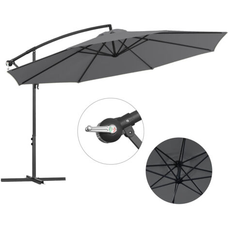 Randaco Parasol 3,5 m gris – Protection solaire XXL pour terrasse et jardin