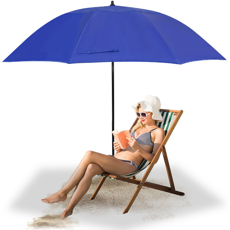 Tolletour - Parasol parasol de jardin camping résistant aux intempéries jardin balcon parasol acier 210cm - Bleu