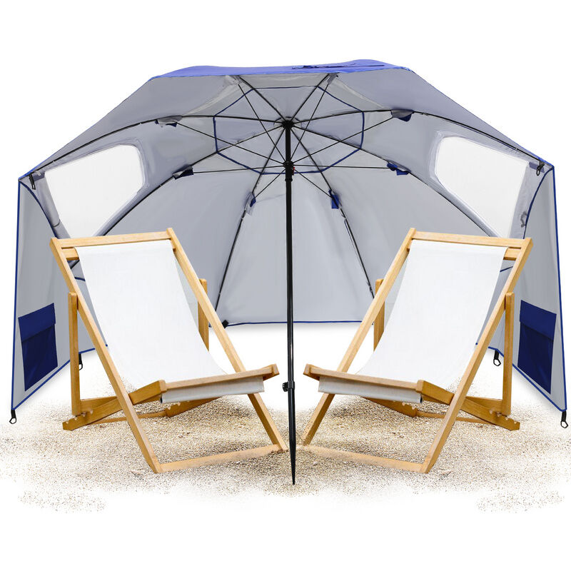 Swanew - Parasol parasol de jardin camping résistant aux intempéries jardin balcon parasol acier 210cm - Bleu