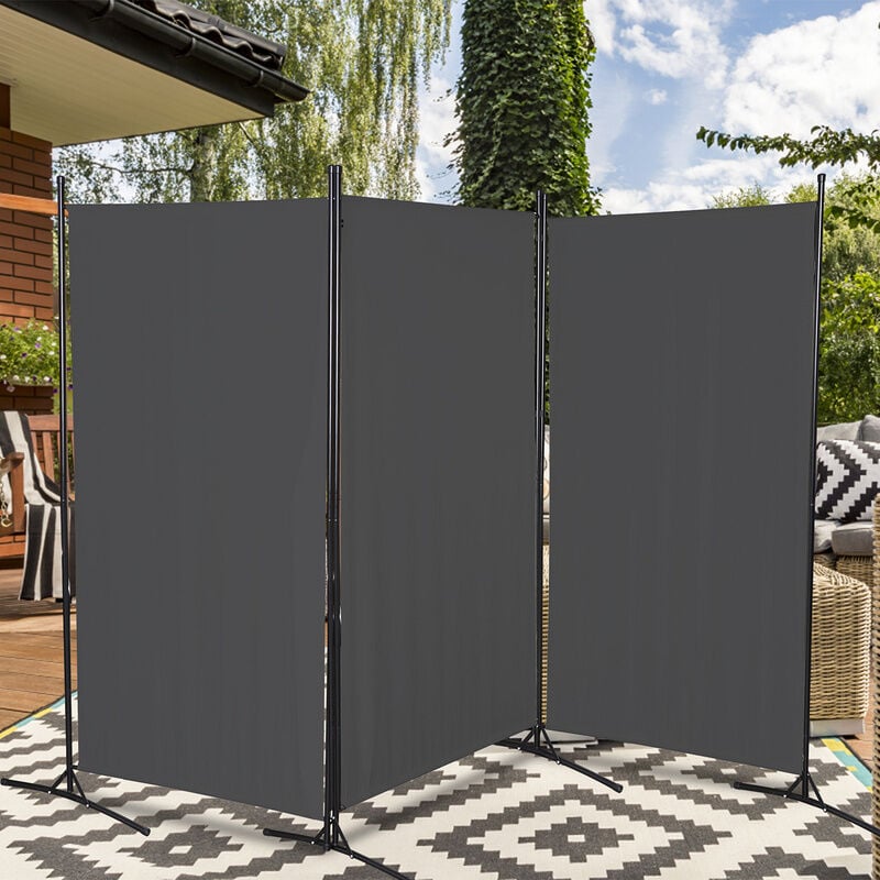Einfeben Paravent Mur d'Espagne Vestiaire extensible 360° jardin Séparateur de pièce 3 pièces Anthracite