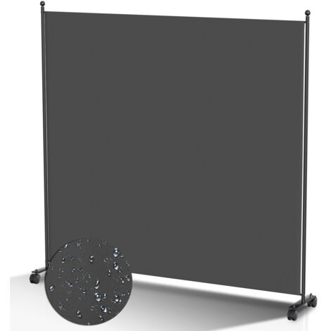 Randaco Paravent mit Rollen Faltbarer Raumteiler Outdoor Trennwand Garten Sichtschutz Raumtrenner 1 teilig Anthrazit 187x181 cm