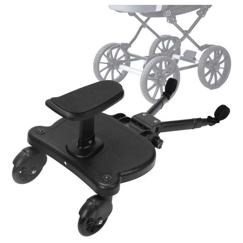 Pédale de Poussette Marche Pied Poussette Planche de poussette Pédale auxiliaire Avec Siege jusqu'à 25 kg Noir - Randaco