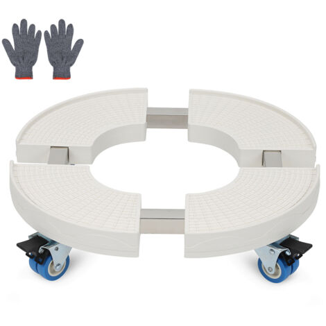 Randaco Pflanzenroller 38-52cm Einstellbar Pflanzen Rollbrett Tragkraft 200 kg Blumenroller Rollbar Blumenuntersetzer mit Rollen, Weiß