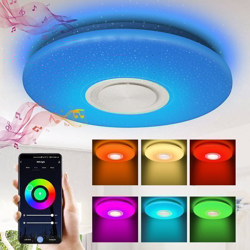 VINGO Plafonnier Bluetooth Panneau mural musical : lampe de plafond LED 36W tendance