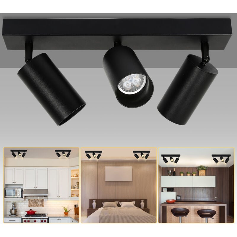 Randaco - einfeben Plafonnier Plafonniers led Spot de plafond argenté Spot de plafond pivotant couloir 3 flammes