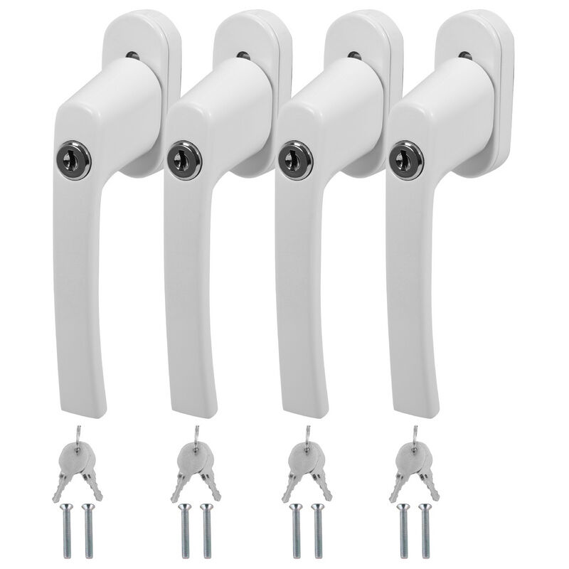 Randaco - Poignée de fenêtre verrouillable Poignée de fenêtre de sécurité 2x clés Serrure en aluminium blanc 4X