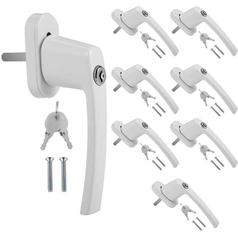 Poignée de fenêtre Sécurité enfant Poignées de fenêtre Serrure verrouillable Fenêtre Alu Set blanc 8X