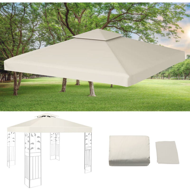 Vingo Toit de rechange pour pavillon pliant Bâche de toit Toit de pavillon de rechange 3x3M Beige