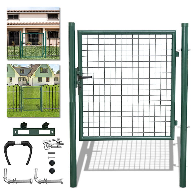 Einfeben Porte de jardin système de porte de porte de cour clôture de jardin porte de porte Tube rond Vert 100x100cm