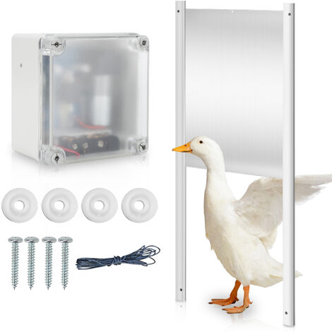 Randaco Porte de poulailler Automatique avec minuterie et capteur de lumière pour Un élevage de Poulets sécurisé Trappe 22x32cm - Blanc