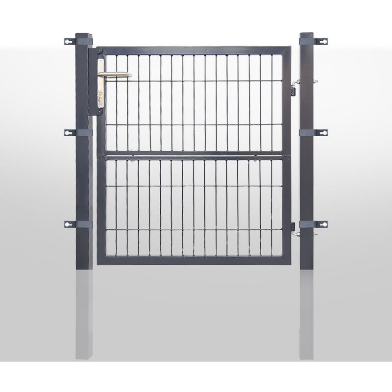Hengda Portillon de Jardin Grillagé. en Acier Galvanisé. Clôture avec Serrure. Porte 100 x 100cm. Gris