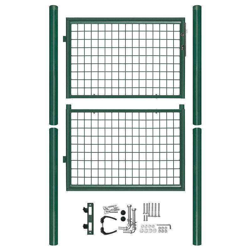 Portillon de jardin 125 x 100 cm avec serrure maille métallique - Vert - Randaco