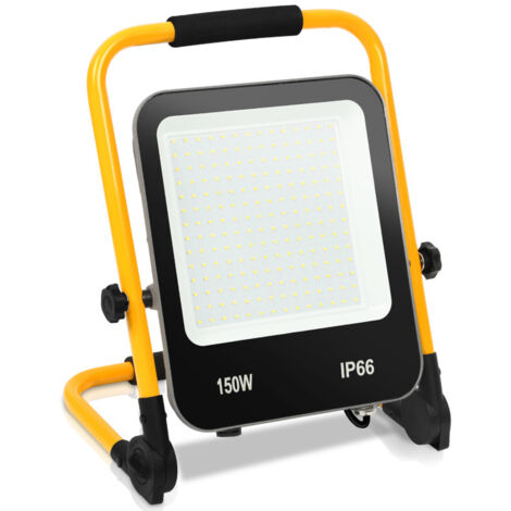 Randaco Proiettore LED da esterno IP66 bianco freddo con treppiede 150W