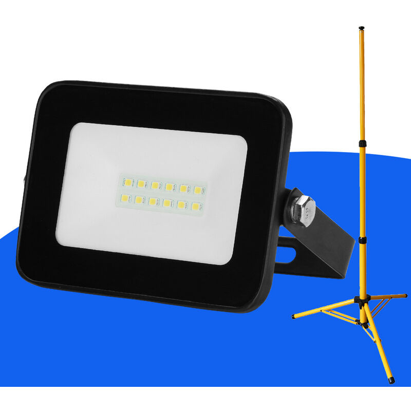 1x 10W Projecteur de chantier à led avec trépied ajustable Projecteur extérieur Projecteur à led Blanc froid - Randaco