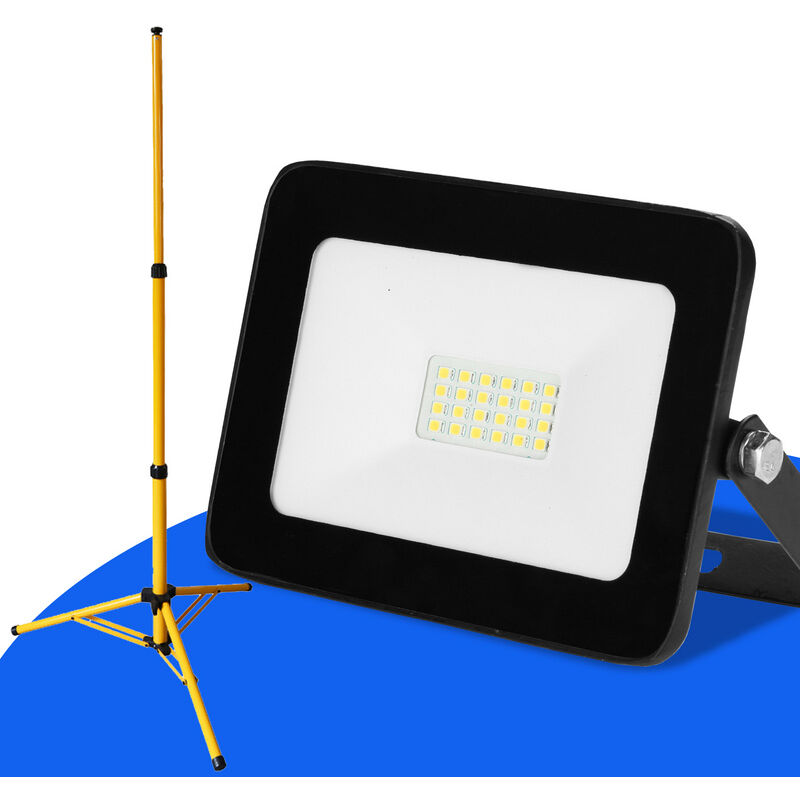 1x 20W Projecteur de chantier à led avec trépied ajustable Projecteur extérieur Projecteur à led Blanc froid - Randaco