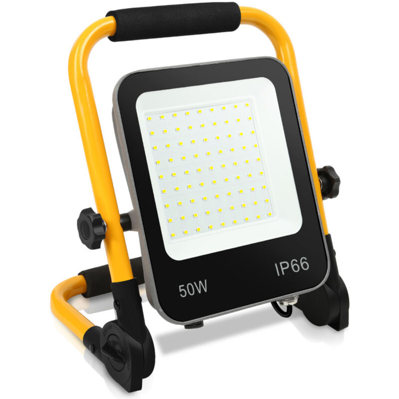 Randaco - swanew Projecteur de Chantier led Projecteur led 6000K avec trépied Lampe de Chantier 50W- Blanc Froid