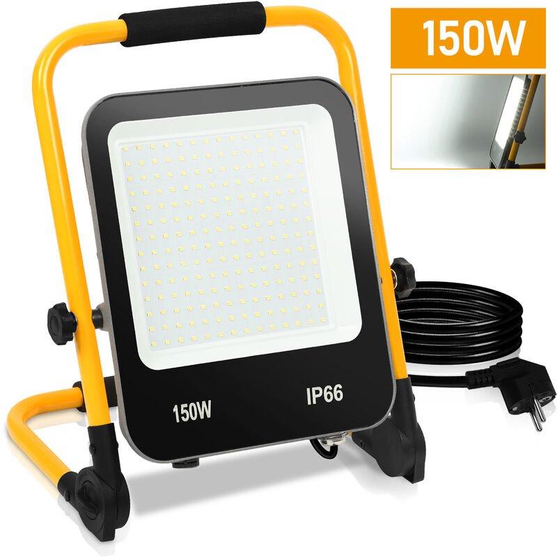 Randaco - Hengda Projecteur de chantier led Projecteur Led avec Jaune trépied Projecteur Extérieur avec prise Spot éclairage de sécurité 150W