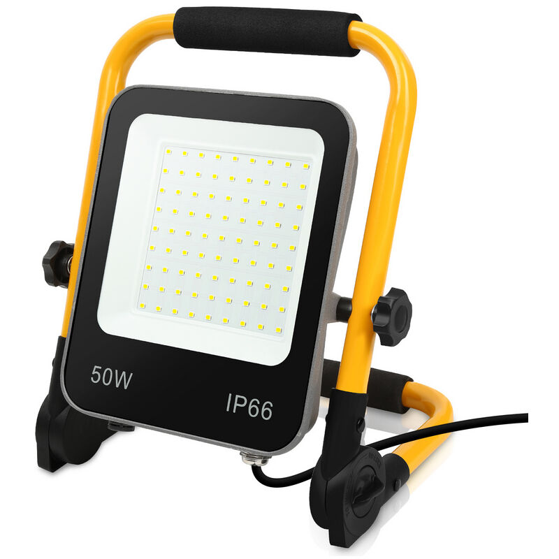 Randaco - Projecteur led avec trépied Projecteur de chantier IP66 spot extérieur blanc froid 50W