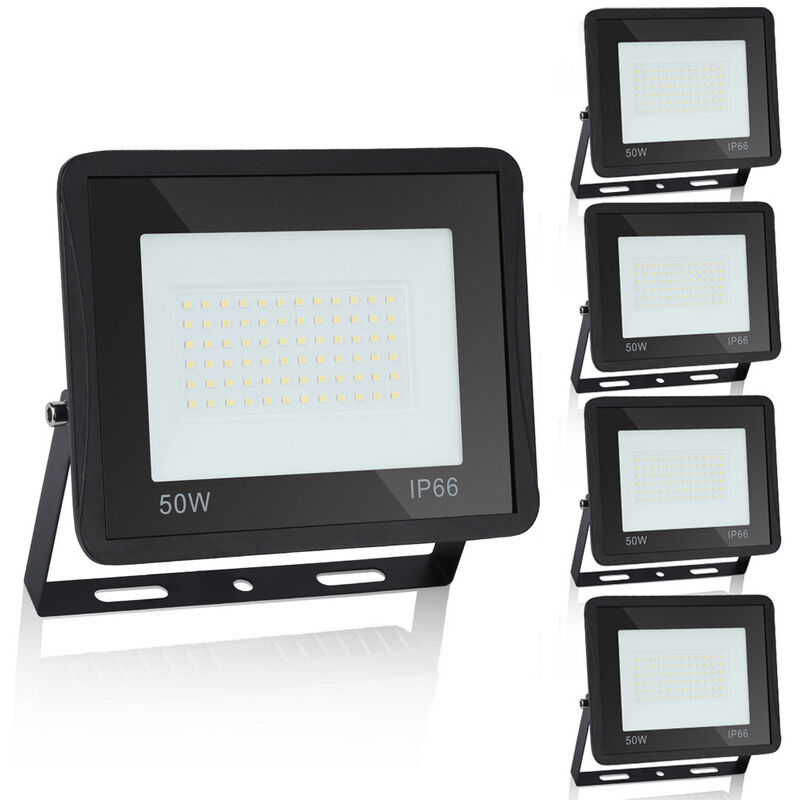 Vingo Projecteurs led à l'extérieur Spot éclairage de sécurité extérieurs étanches IP66 pour jardin garage 5X50W Blanc Chaud