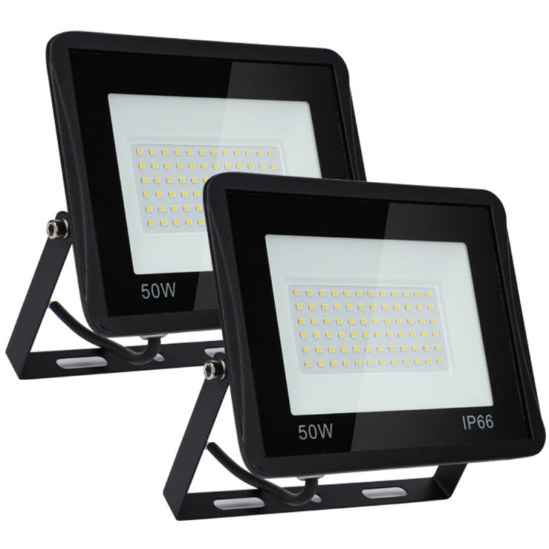 Einfeben Projecteurs led à l'extérieur Spot éclairage de sécurité extérieurs étanches IP66 pour jardin garage 2x50W Blanc Chaud