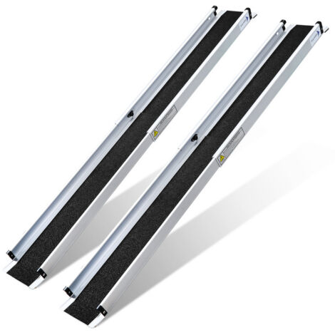 Randaco Rampe pour fauteuil roulant Rampe de chargement 2x Pliable Alu Surface Antidérapante 213 cm 300KG