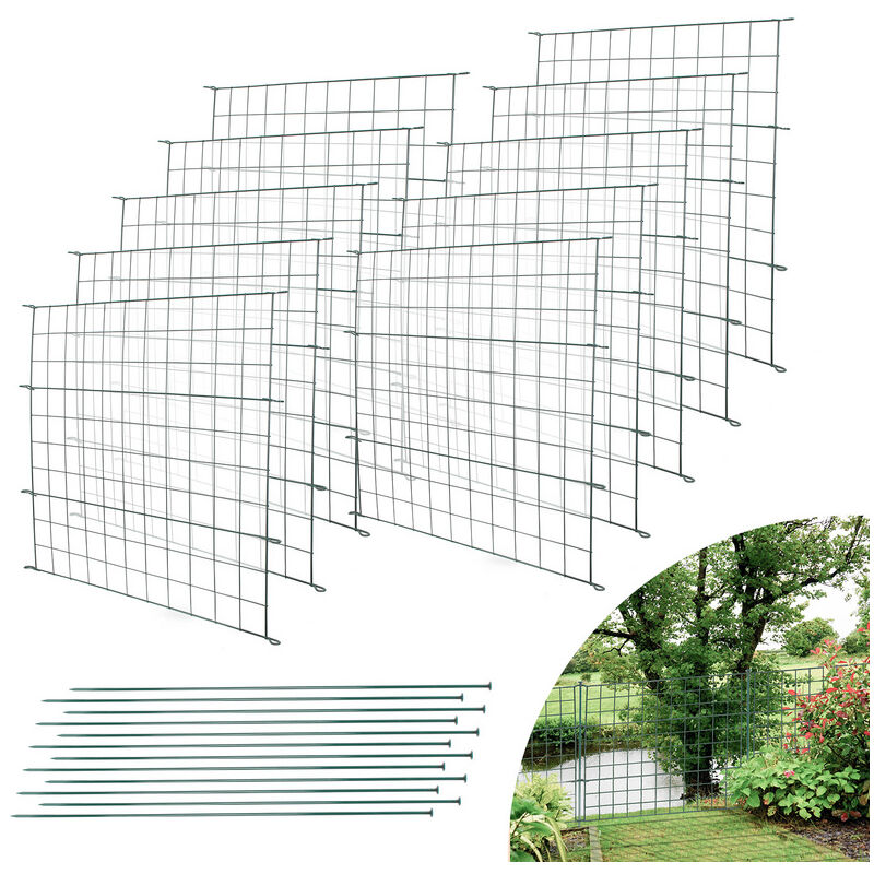 Randaco - Clôture de bassin Kit de clôture Porte de clôture vert Enclos pour animaux Clôture de jardin Clôture de camping 22pcs