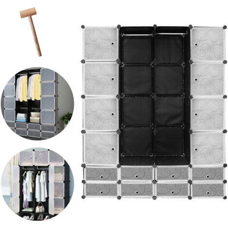 Randaco Regalsystem Kleiderschrank DIY Steckregal Garderobe 16 Boxen/Dekor bedruckt