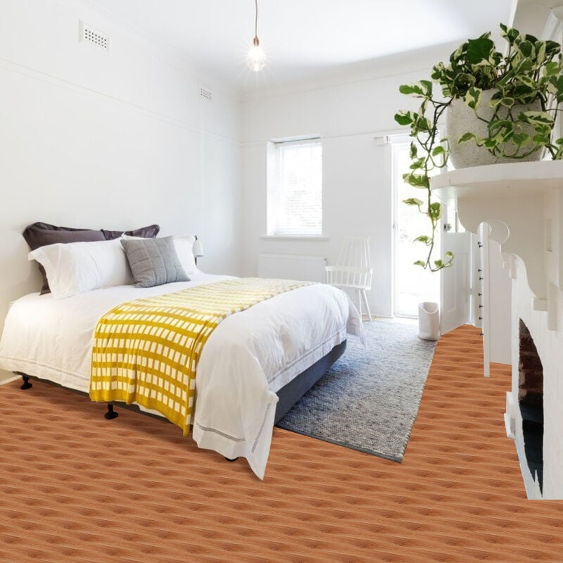 EINFEBEN Revêtement de Sol PVC/Tapis d’intérieur/Sol Vinyle antidérapant (Chêne chaud classique, env.1m²)