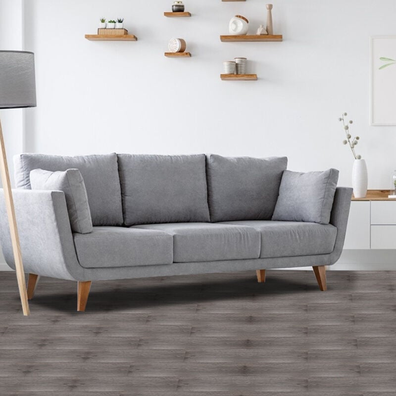 Einfeben Revêtement de Sol PVC/Tapis d'intérieur/Sol Vinyle antidérapant (Chêne Nuit, env.2m²)