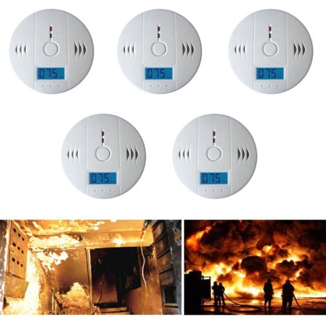 Randaco Rilevatore di CO Alarmante Monossido di carbonio Rilevatore di fumo Rilevatore di fumo Gaswarner LCD Visualizza il rilevatore di carbonio Monossido Fire Protection Sensore 5x 5x