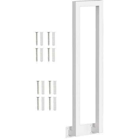 Randaco Ringhiera per scale bianca da 75 cm a forma di U con corrimano in ferro, ringhiera in ferro per interni ed esterni universale con montaggio laterale