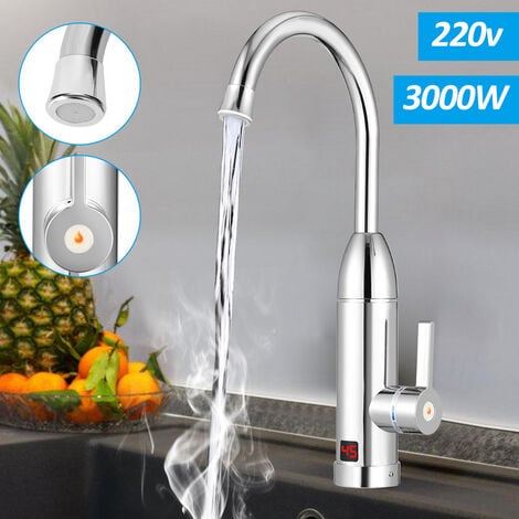 WMLBK Robinet d'eau chaude à chauffage instantané pivotant à 360 °, robinet  d'eau chaude électrique sans réservoir avec affichage numérique LED pour