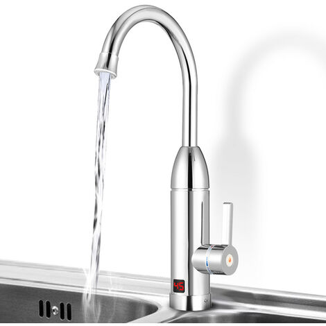 Randaco Robinet électrique 220 V avec chauffe-eau instantané 3000 W affichage de la température LED chauffe-eau pour cuisine - Argent
