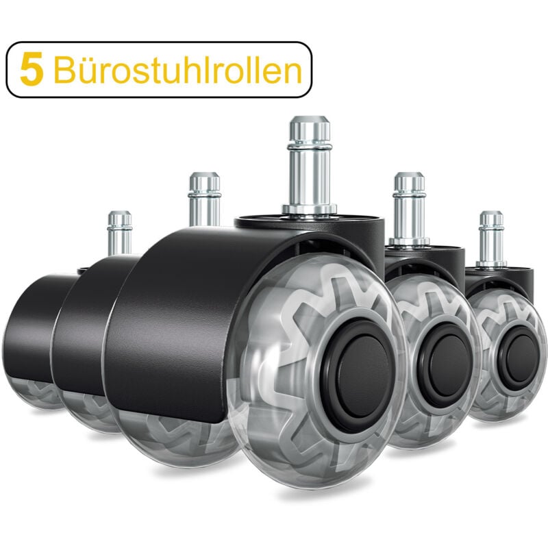Randaco - einfeben Roulettes de chaise 5 pcs Roulettes Chaise de Bureau Rotation de 360 degrés Contre Rayure Agréable et Silencieux 11x22mm Roulettes