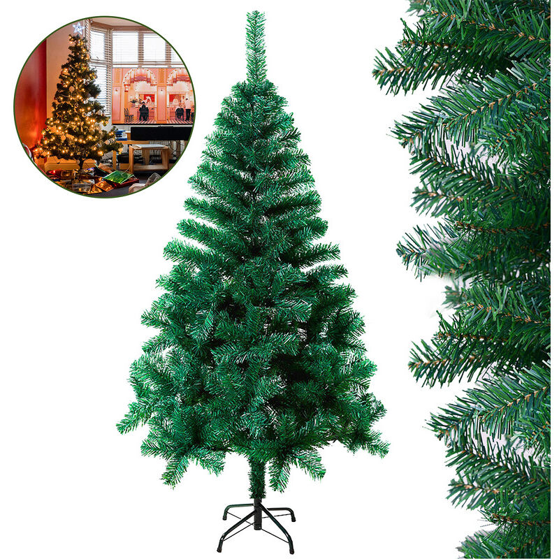 Sapin Artificiel de Noël 300 Branches Pommes de Pin en pvc Vert 150 cm - vert - Randaco