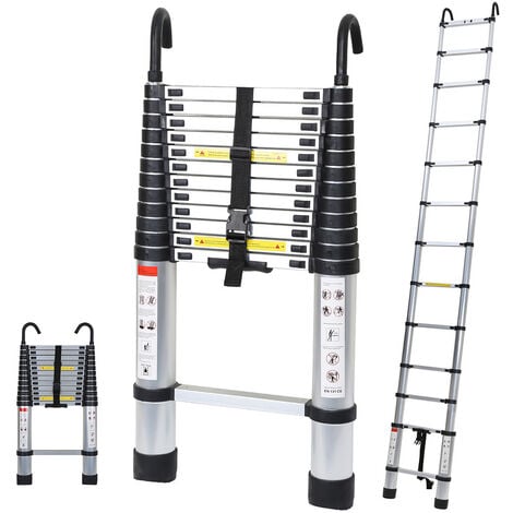 RANDACO Telescopica In Alluminio Con Gancio Multifunzione Silver Stepladder 2.6m