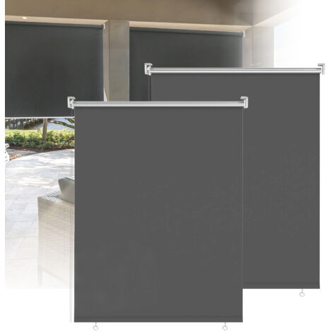 Randaco Senkrechtmarkise 100x240 cm 2er Set Balkonmarkise Dunkelgrau Sichtschutz Sonnenschutz UV beständig wasserdicht Balkon Terrasse