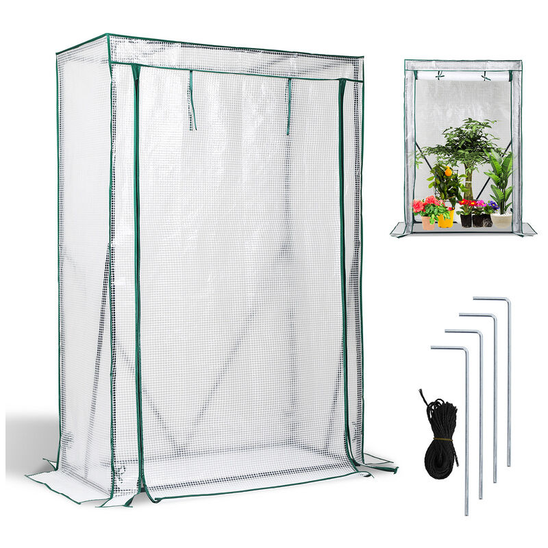 SWANEW Serre de jardin, Serre de tomates en acier et PVC à porte zippée 100 x 50 x 150 cm,Blanc - Blanc