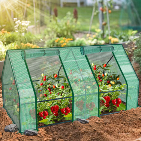 Randaco Serre de Jardin,Serre Hivernage avec 2 Fenêtres enroulables,Bâche Renforcée en PE,Cadre en Tube d'acier,180x90x90cm,Vert