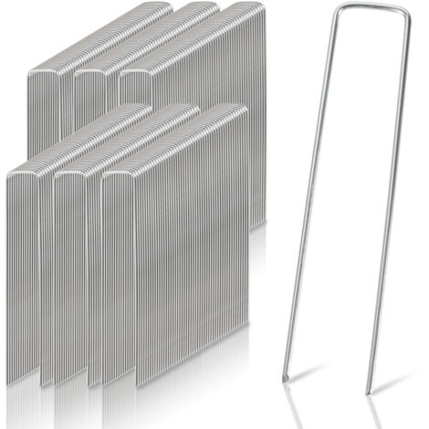 Randaco Set di 1000 picchetti in acciaio zincato 150x25 mm per l'ancoraggio al suolo di teli e reti da giardinaggio a U angolari